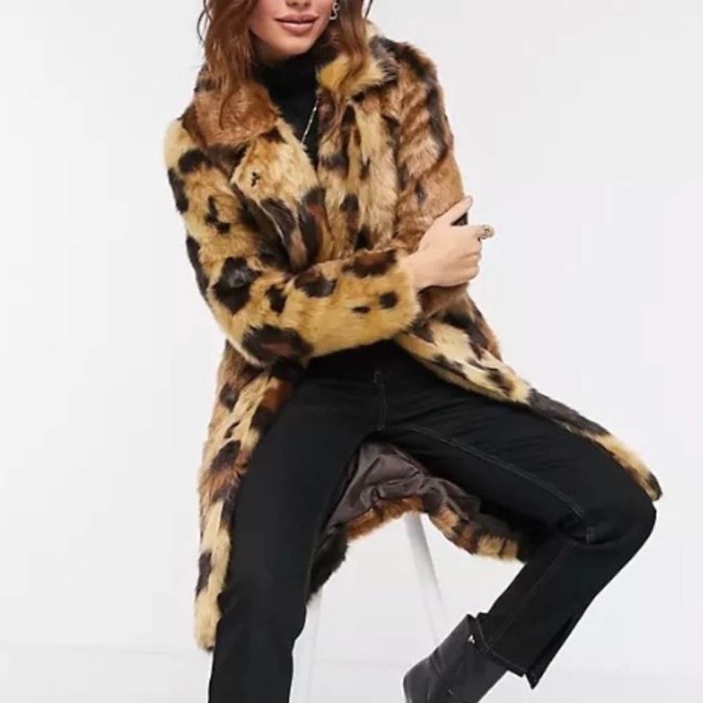 Urbancode leopard faux fur coat XS NWOT